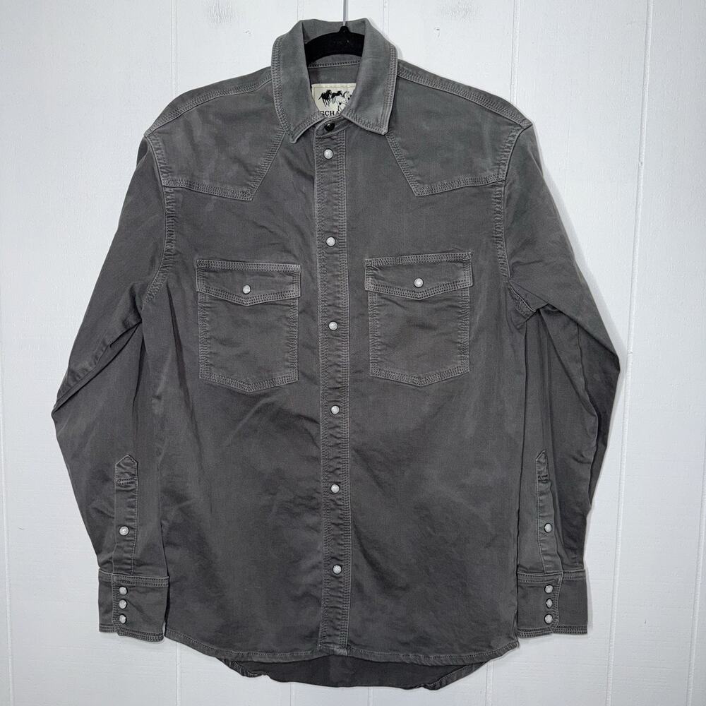 Schaefer Outfitter Men's Western Denim Shirt Pearl Snap Carbon Gray Cowboy S
